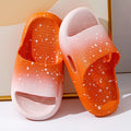 Children's gradient colour PVC summer slippers with non-slip soles in blue, yellow, green, orange, or pink