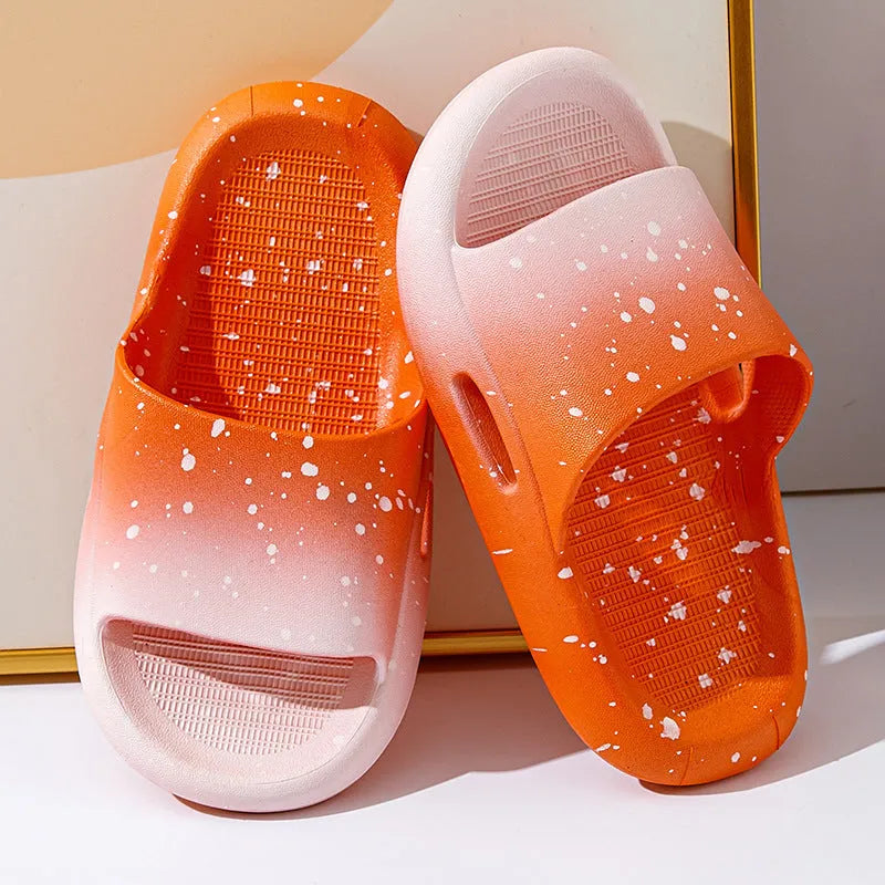 Children's gradient coloured PVC summer slippers with a non-slip sole