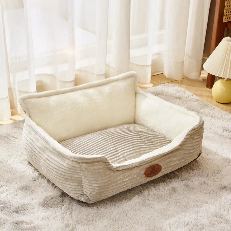 Removable washable pet bed cushion for small medium dogs cats in coffee or white colour