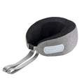 Light grey U-shaped memory foam massage pillow with USB cable on a neutral background
