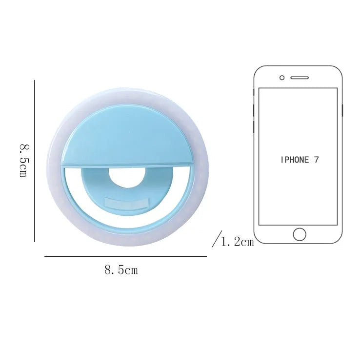 WQ-20 80mm round LED self-timer fill light in green or pink with USB rechargeable battery and stepless dimming