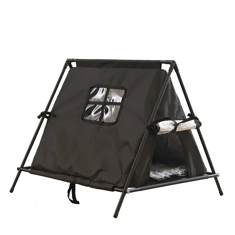 Outdoor triangle tent cat nest in black Oxford cloth with lock temperature, small size for cats