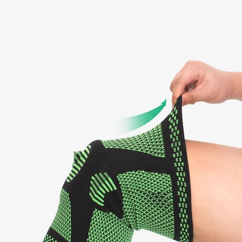 Sports fitness knee pads with silicone spring protection in polyamide material showing colour options