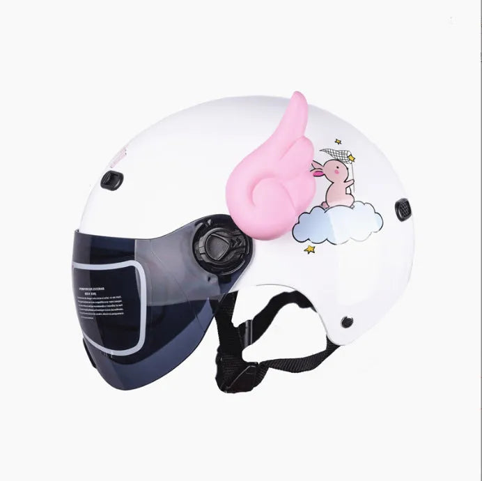 Pair of PC wing helmet decorations for motorcycle or electric car helmets, available in blue, lake blue, white, red, and pink.