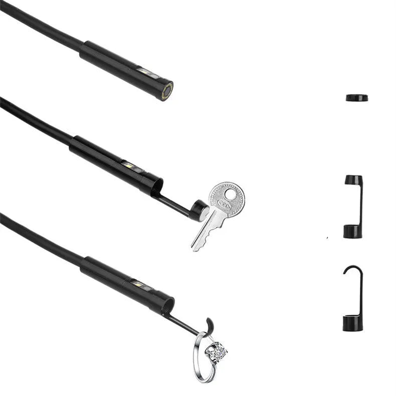 Wireless dual lens endoscope with 5.5mm and 8mm probe options and magnet accessory