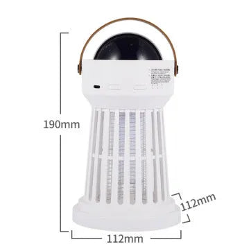 White electric mosquito killer lamp with star projection feature and a folding carry handle.
