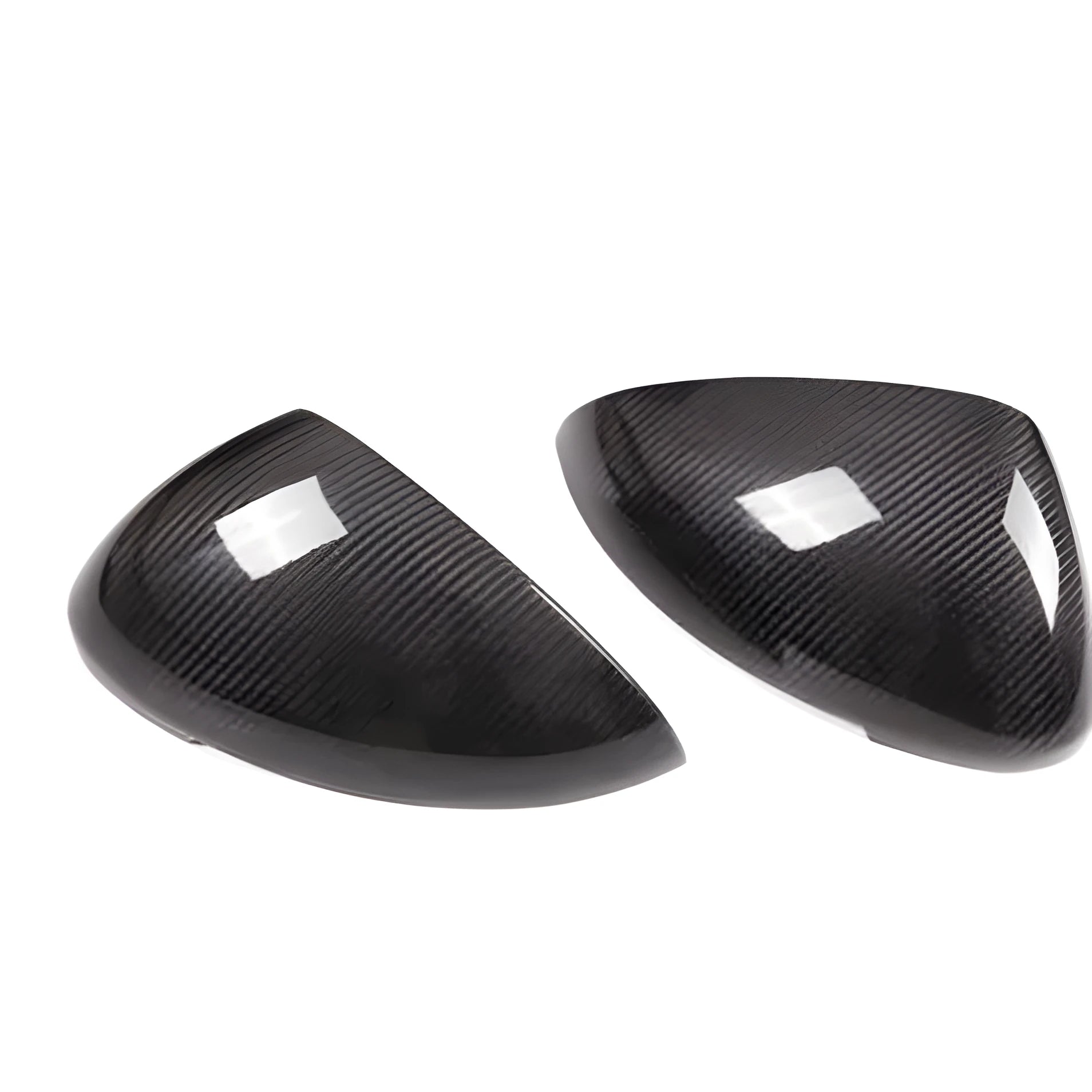 Black carbon fibre Porsche Macan mirror covers with woven texture for 2014-2022 models