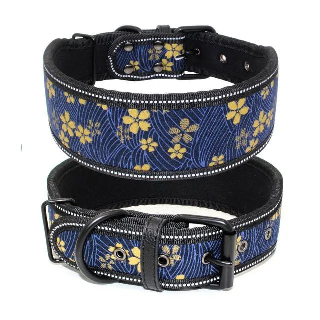 Diving material cloth pet collar in blue camouflage option with adjustable fit
