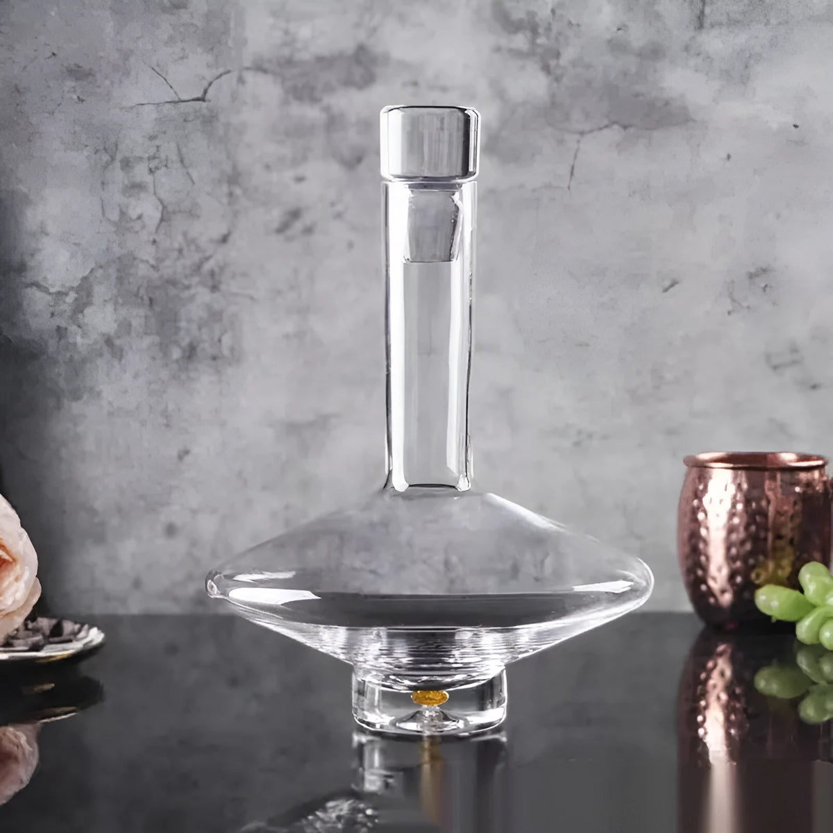 Modern simple glass wine set with one glass cup, available in three colour options for wine service