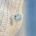 Sky blue snowflake pendant necklace with rhinestones on alloy chain