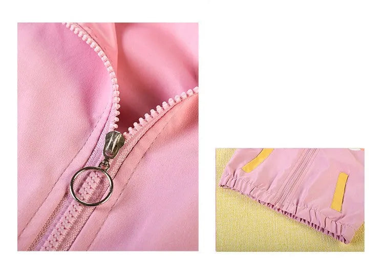 Kids' hooded zip jacket in rabbit coat pink, chemical fibre blend, sizes 90-140cm