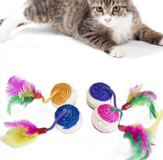 Sisal ball cat toy made of paper, 20x4.5cm, for teeth grinding and claw sharpening, random colour