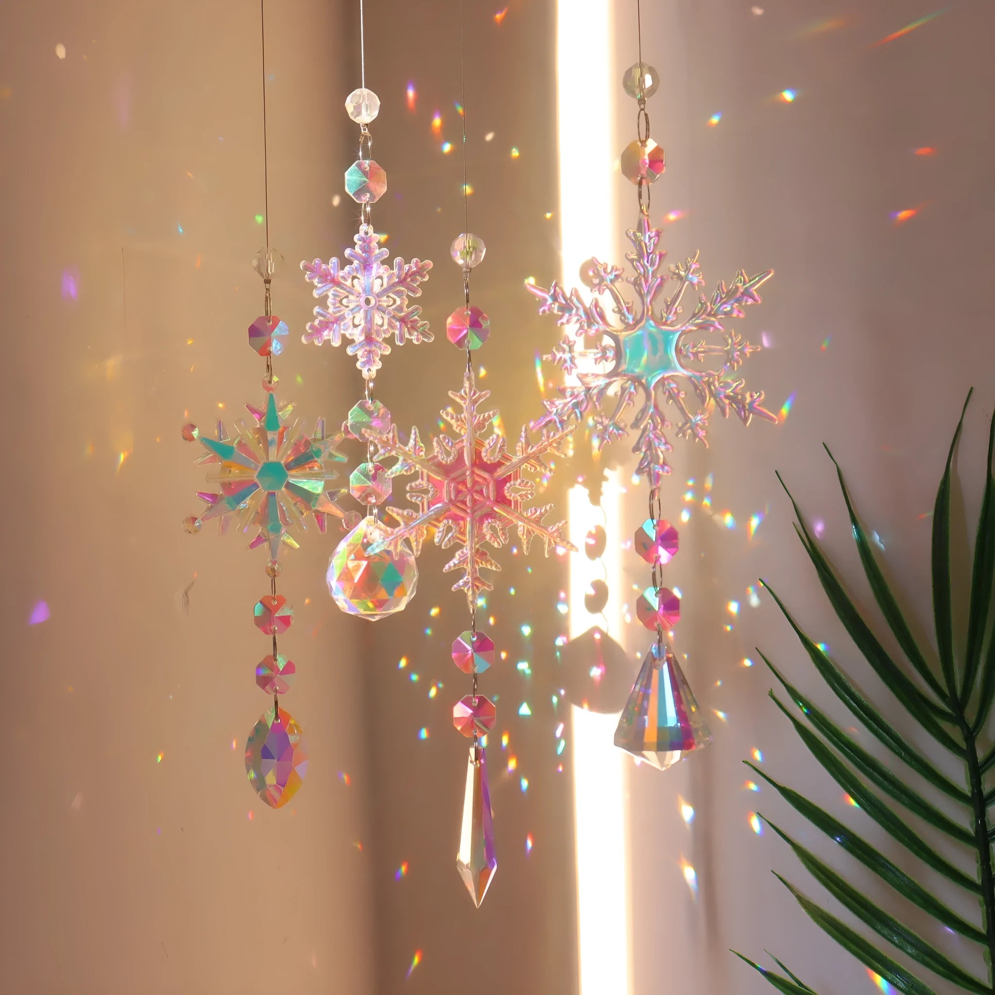 Clear AB crystal snowflake sun catcher pendant Christmas tree decoration