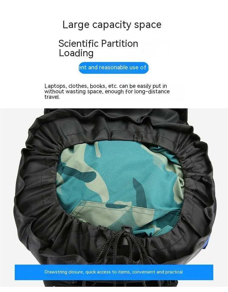 Men's hiking backpack in solid colour, water repellent nylon construction, available in black blue dark blue red