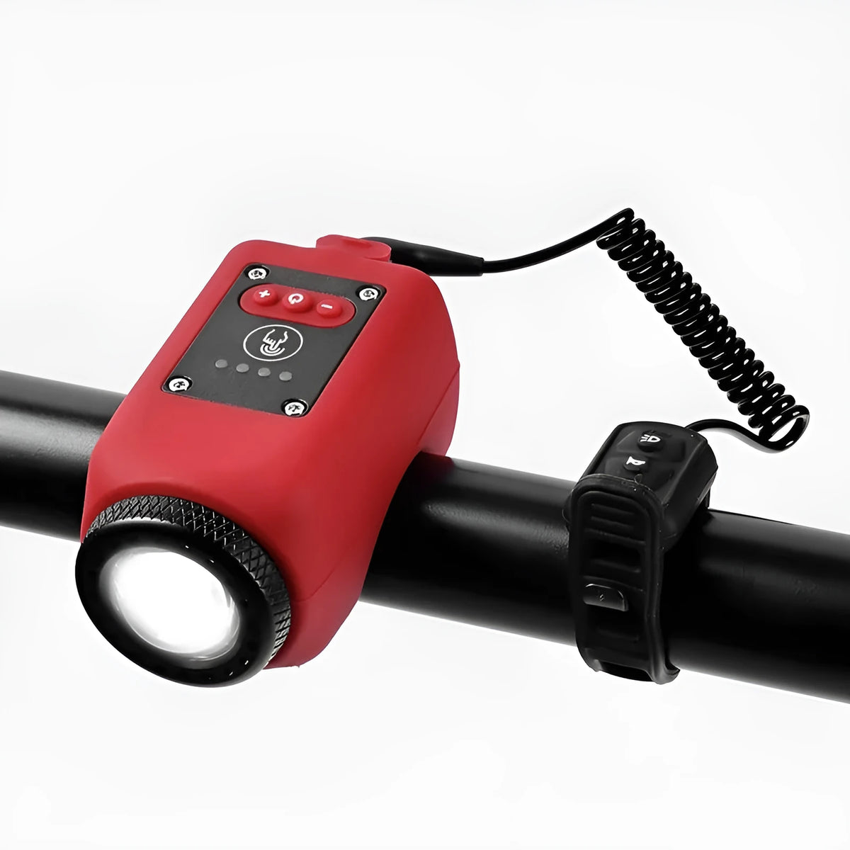 Bicycle horn light with 12 COB wicks, 250 lumens, 110dB speaker, IPX5 waterproof, USB rechargeable, black