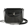 Women's PU handbag with rivet and tassel detailing, chain strap, medium-soft body, cotton lining, 18x13x6 cm