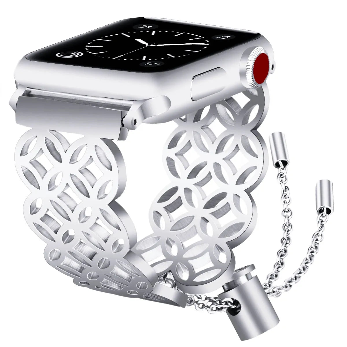 316L stainless steel butterfly flower watch strap for Apple Watch, silver colour, 42mm size