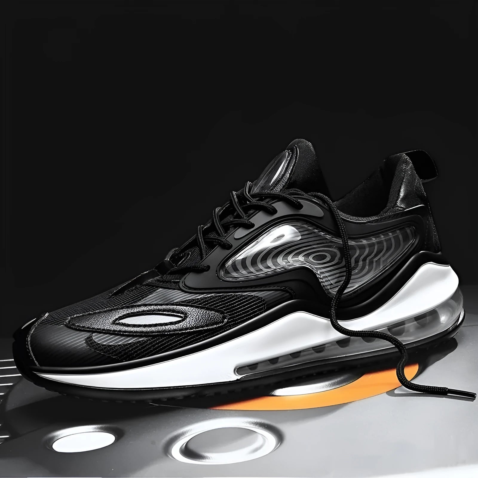 Summer men's air cushion height increasing casual shoes in black and white colour options
