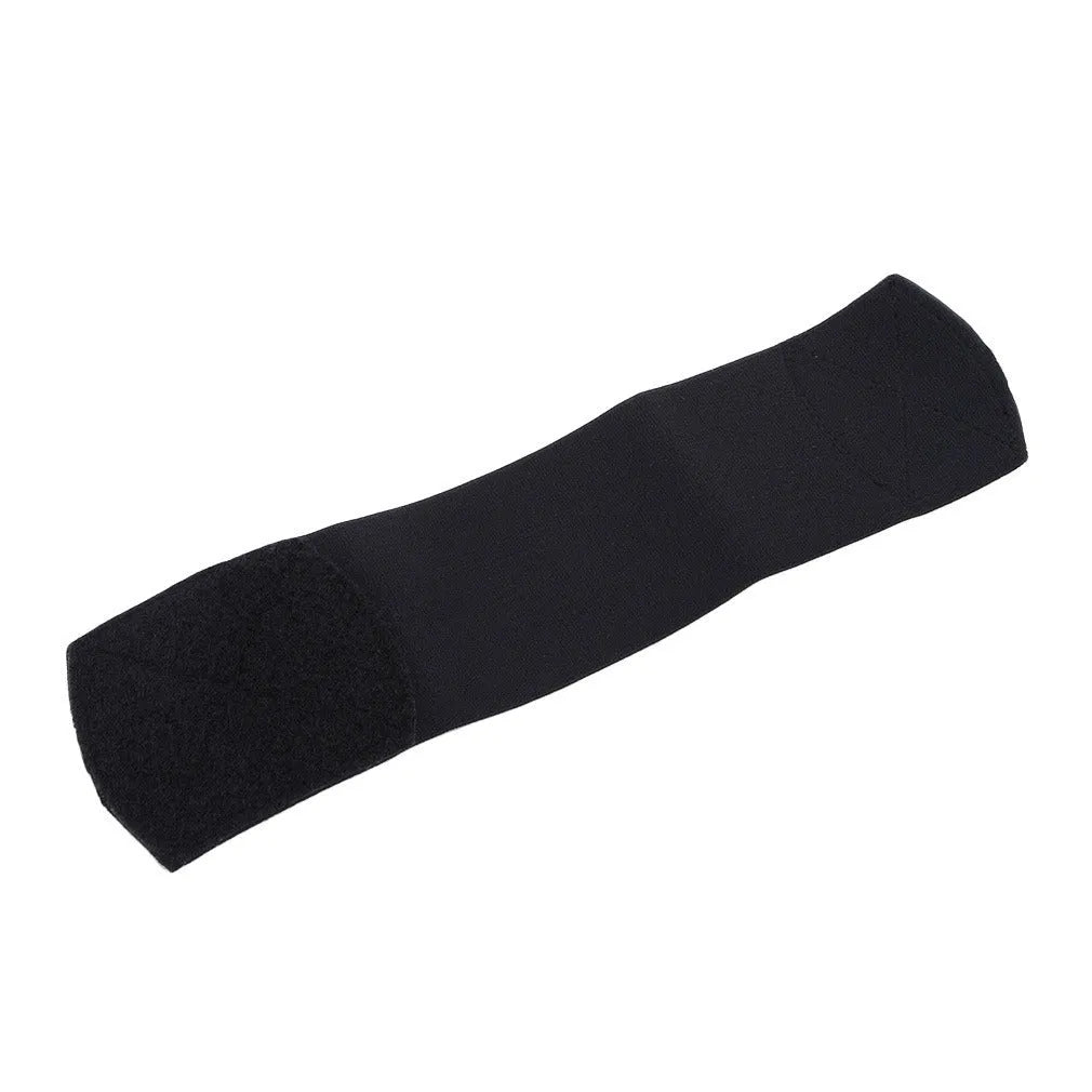 Red rubber football shin guard tape belt showing 250mm length and 65mm width dimensions