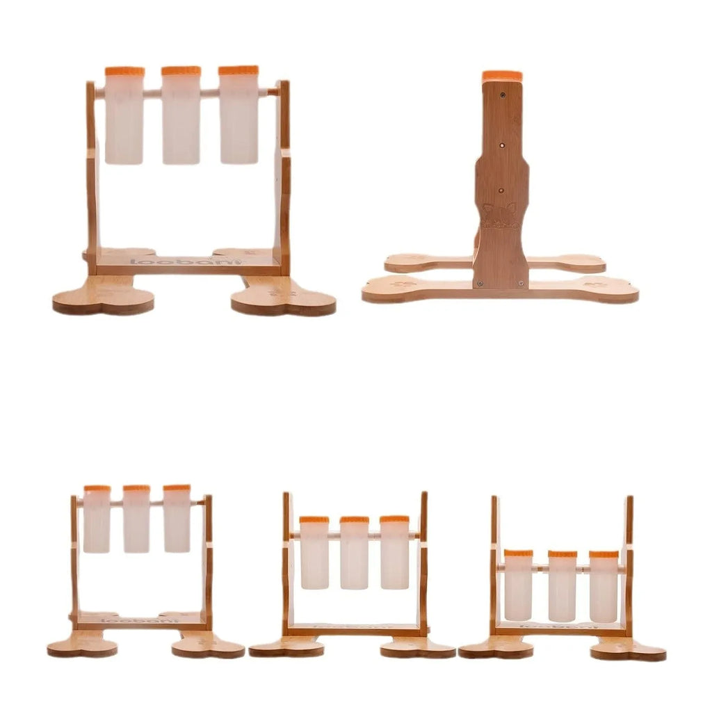 Wood colour wooden interactive dog puzzle feeder toy with dimensions 31x30x20cm