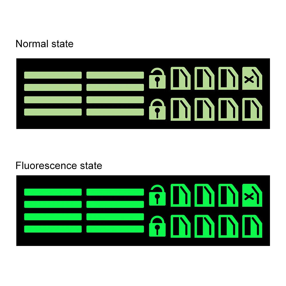 Car window luminous key sticker in Blue Green and Orange on window button