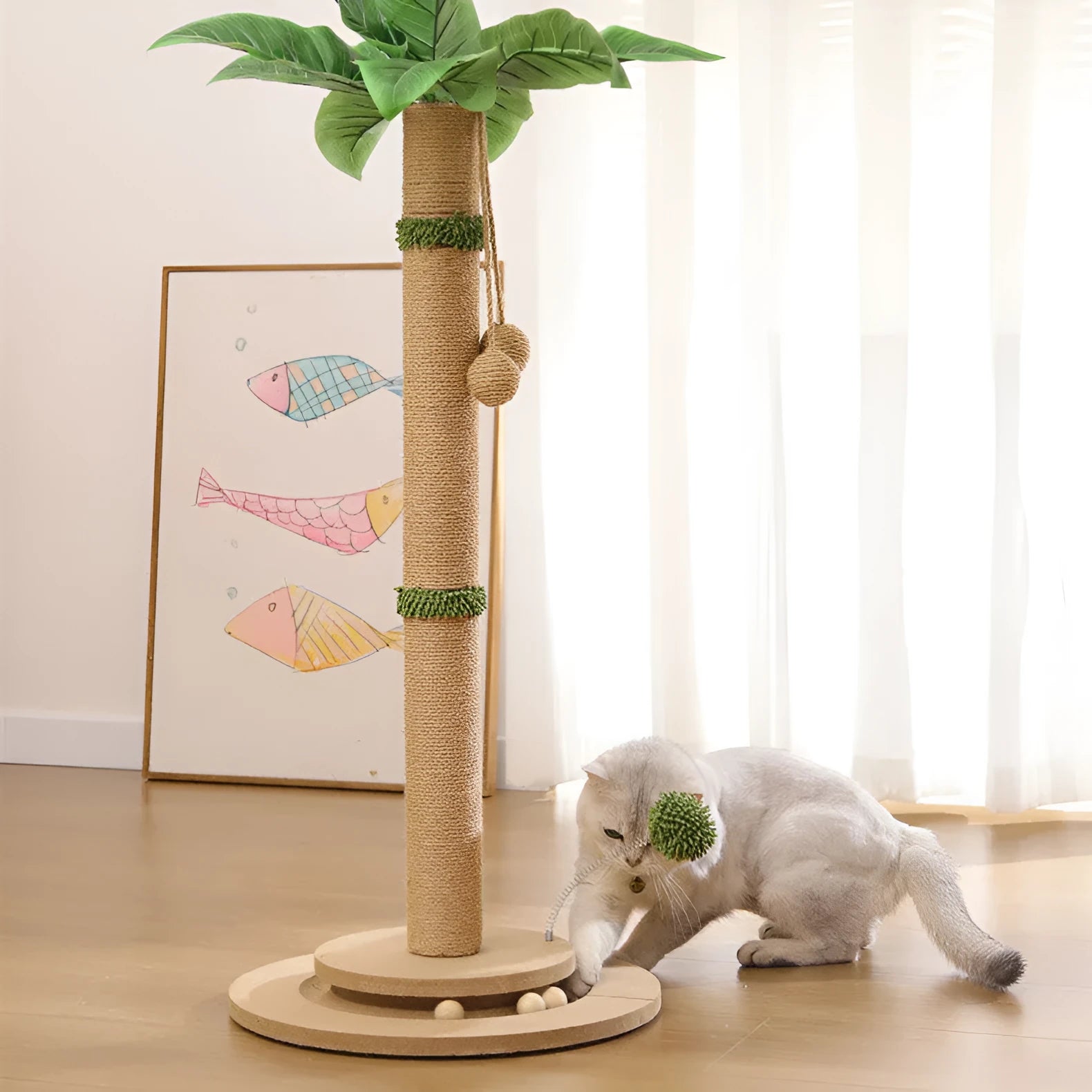 Canna cat climbing frame with hemp rope grab column and density plate, one-piece package