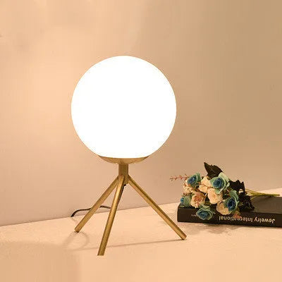 Creative glass shade LED desk lamp in one of three sizes with three-tone light and 1.5 metre cable.