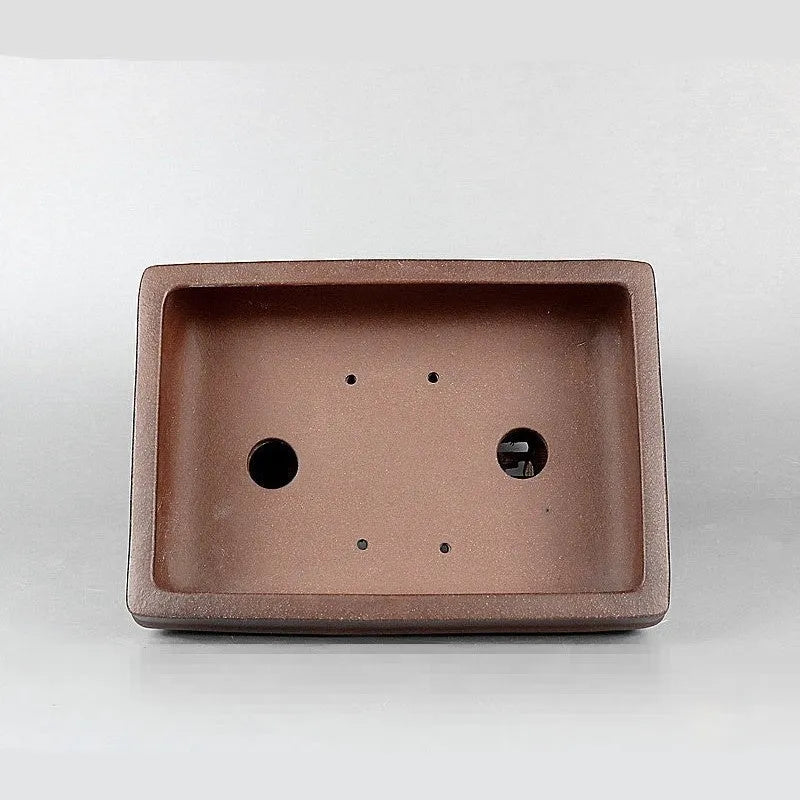 Purple clay rectangular bonsai pot with handmade antique purple sand finish for indoor plants
