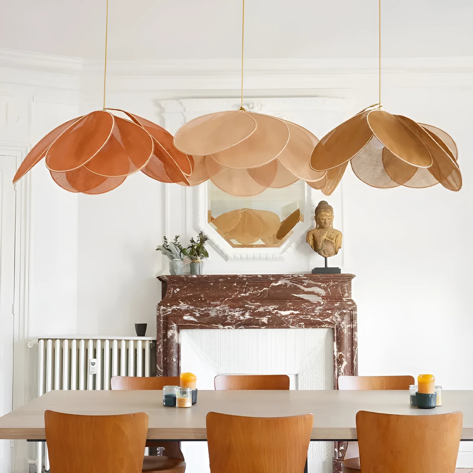 Bohemian style cloth hanging lamp chandelier in a choice of colours and diameters.