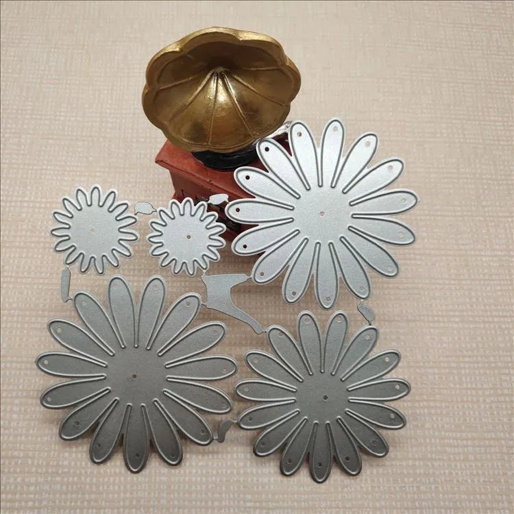 Silver high carbon steel flower cutting mould for baking decoration measuring 12.5 by 13 centimetres