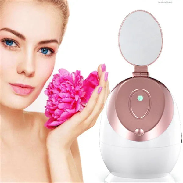 White Nano Ionic Facial Steamer SA-166A with thermal spray function on a tabletop