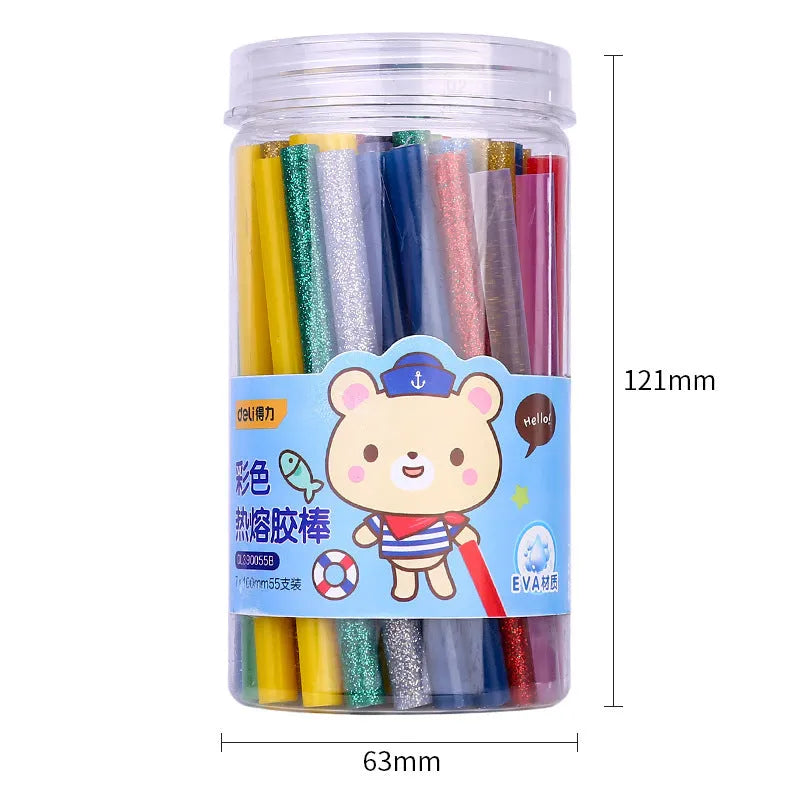 55 transparent hot melt glue sticks in a pack, 7mm diameter, for DIY and craft glue guns
