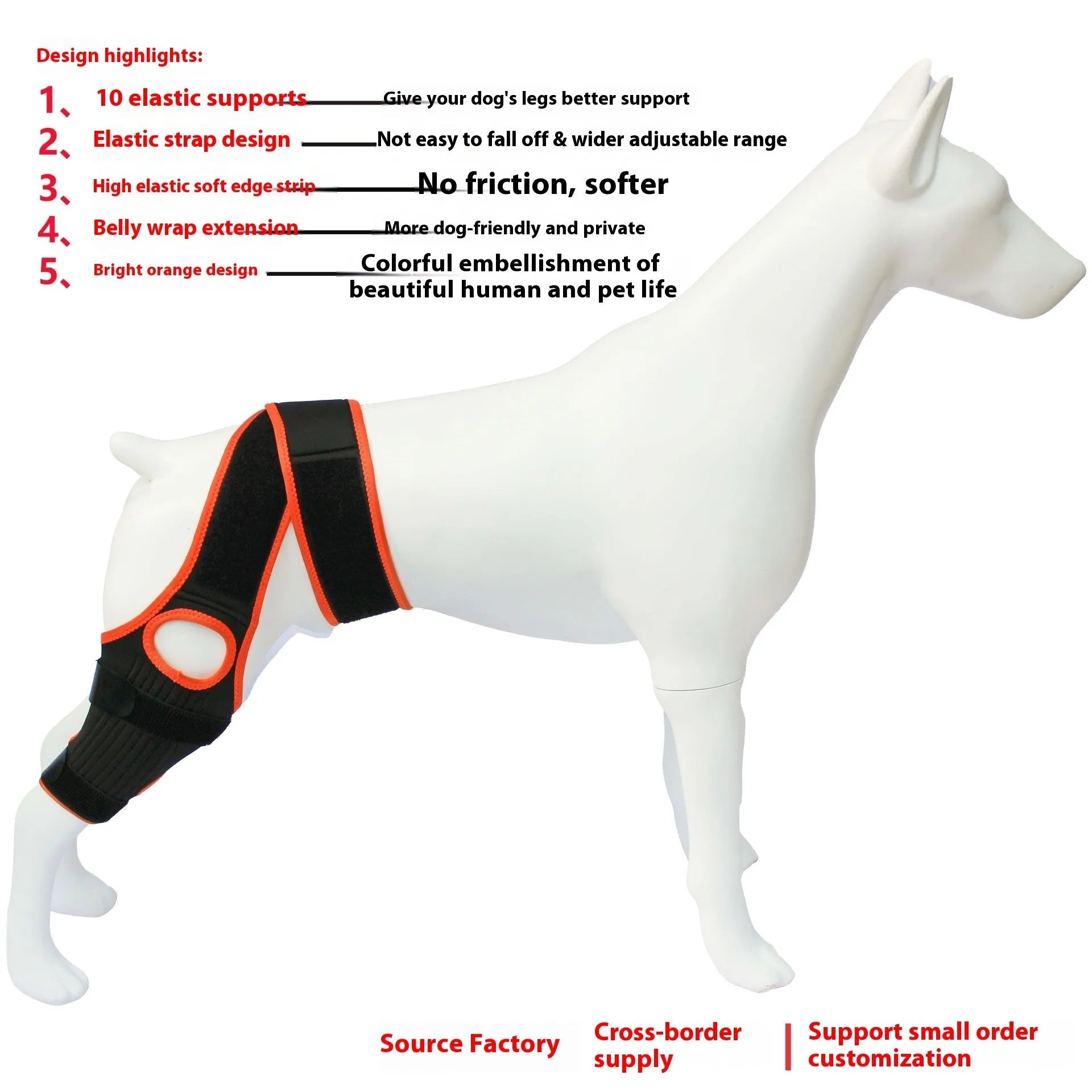 Adjustable neoprene dog knee brace strap for hind leg support, shown in sky blue colour.