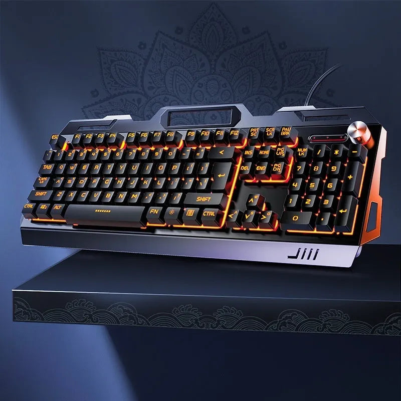 Silver Eagle V2G5 mechanical feeling keyboard mouse headset three-piece set with metal panel knob and backlight