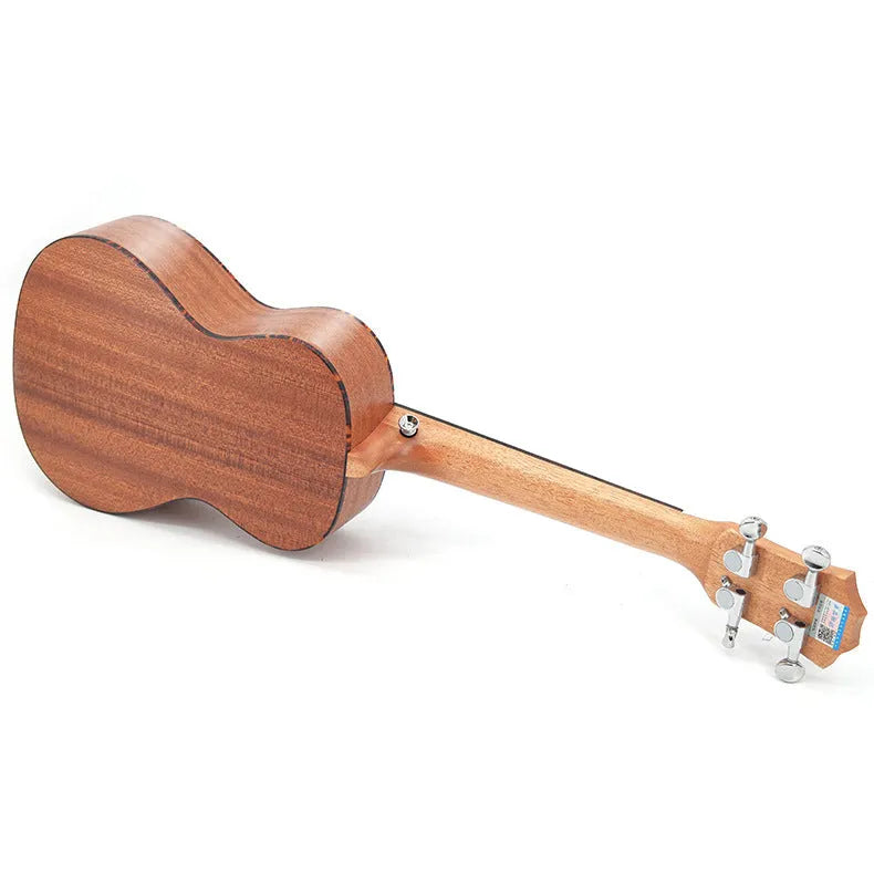 23 inch spruce grape hole ukulele with rosewood fingerboard and chrome tuning pegs, wood colour finish