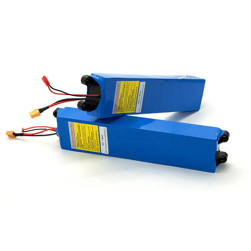 36V lithium-ion battery pack for electric scooter replacement with three capacity options shown.