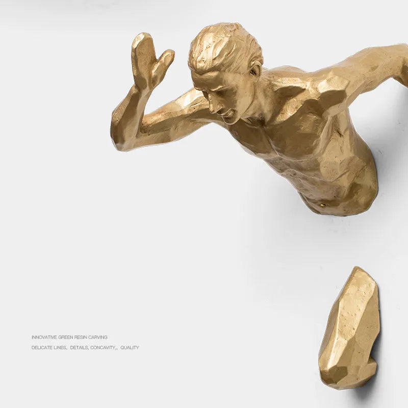 Resin wall decoration with character silhouette design in metallic copper gold silver finishes