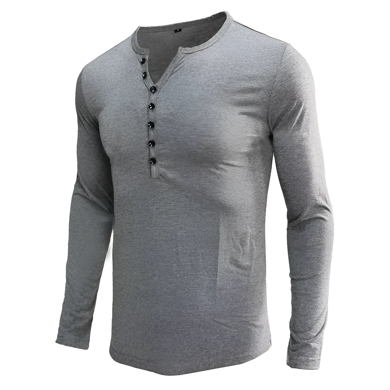 Men's solid colour long sleeve cotton blend base layer shirt in European and American style