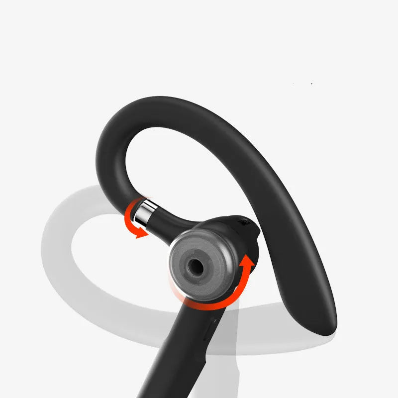 Black mono Bluetooth headset with over-ear hook showing single earpiece.
