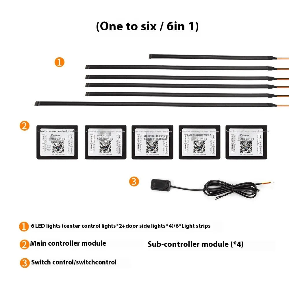 18in1 hidden LED streamer dynamic car ambience light acrylic 12V general vehicle interior