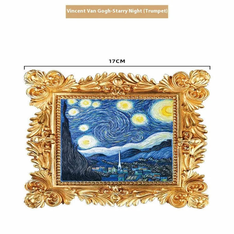 DIY filled oil painting craft kit with epoxy clay base, acrylic paints, and brushes for creating textured Van Gogh or Monet art reproductions.