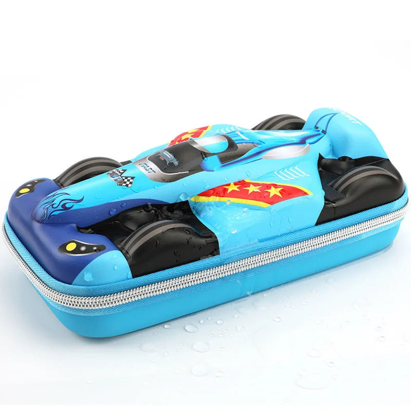 Waterproof leather pencil case in medium size, available in black, light blue, and navy blue colours