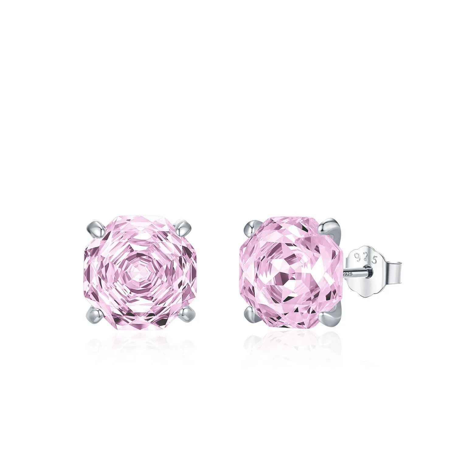 S925 sterling silver rose stud earrings for women in 6mm and 8mm sizes.