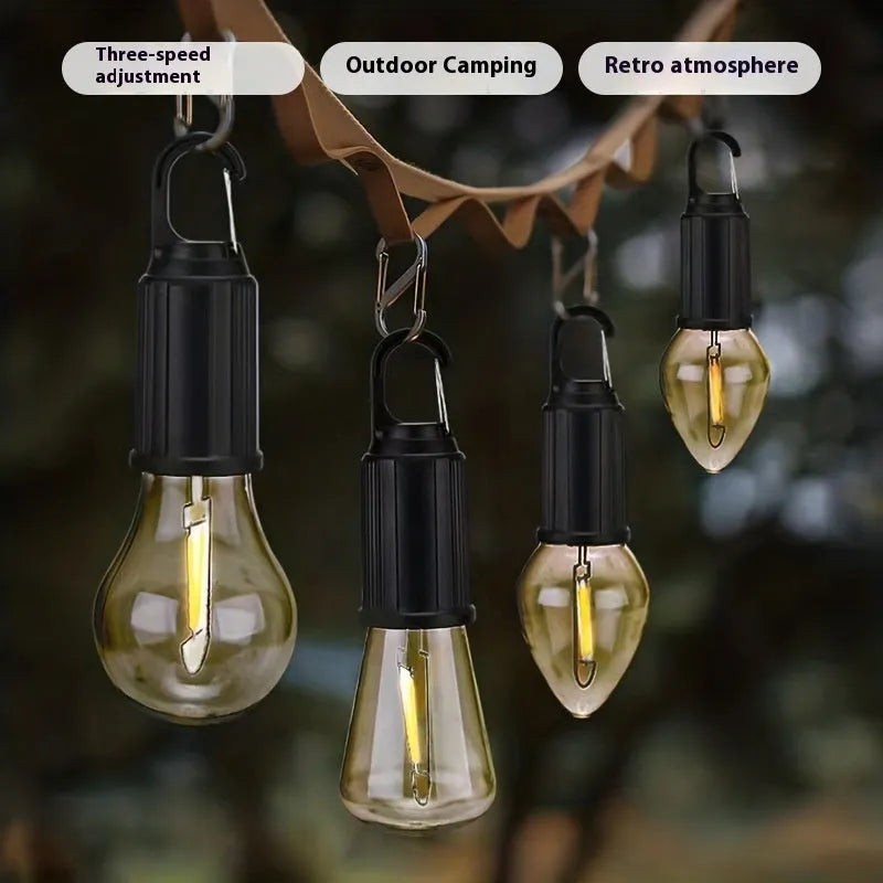 Five solar outdoor lantern-style warm light bulbs with pastoral design