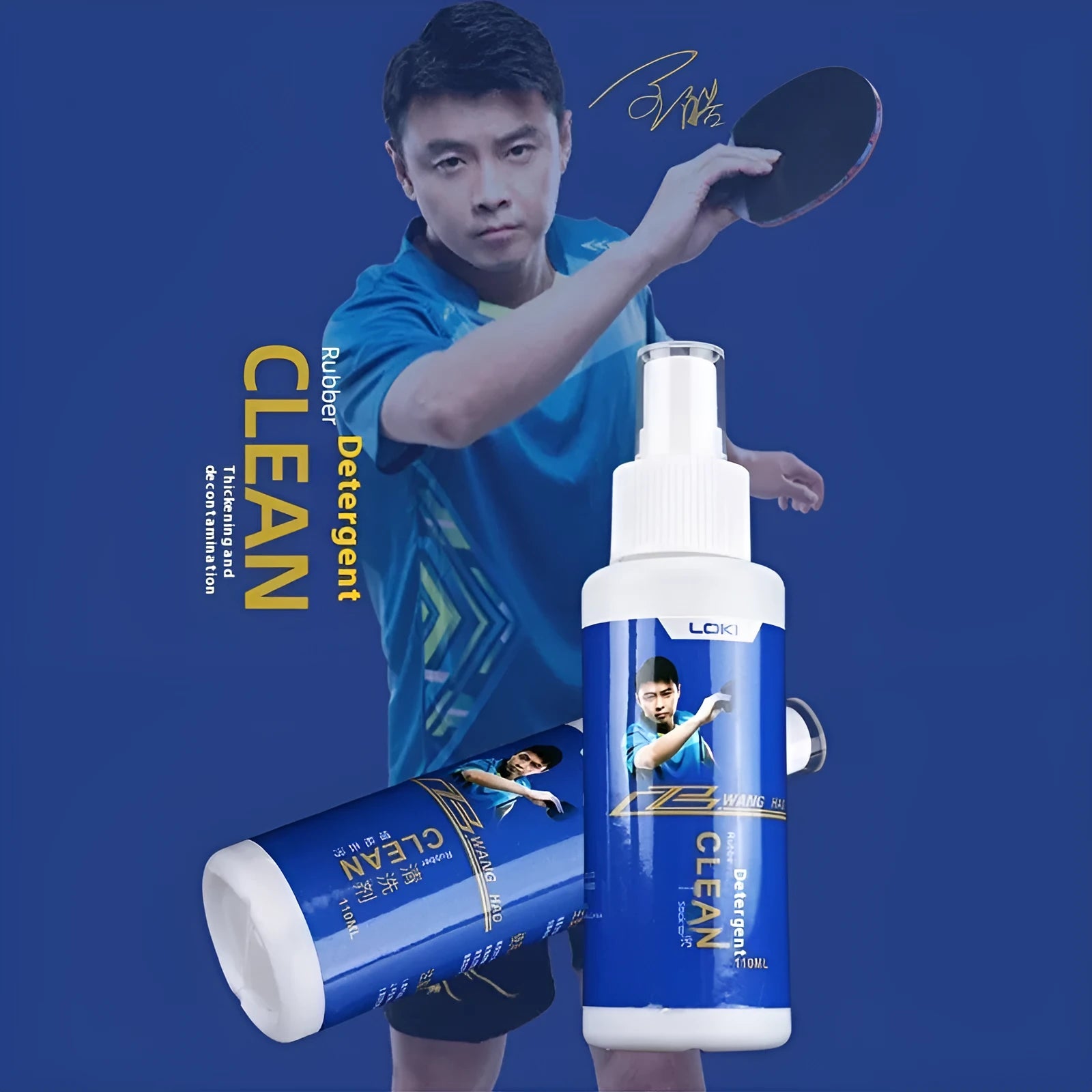 110ml table tennis rubber cleaning liquid bottle with sponge applicator for bat maintenance
