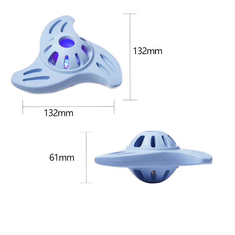 Blue bite-resistant boomerang dog toy with molar edges for medium and large dogs.