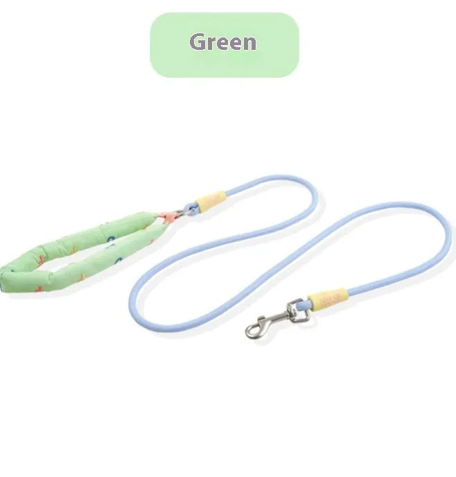 Polyester dog leash with hand holding rope section in four colour options