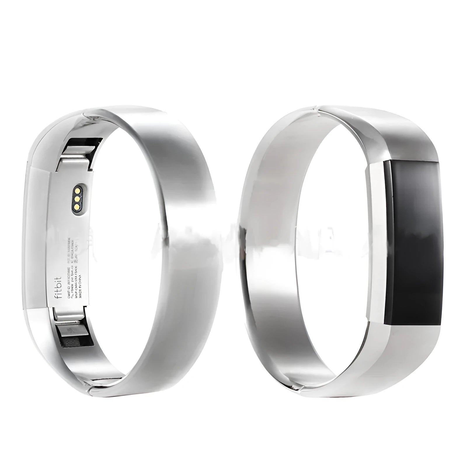 Stainless steel replacement bracelet strap for Fitbit Alta smart watch with deployment buckle clasp.
