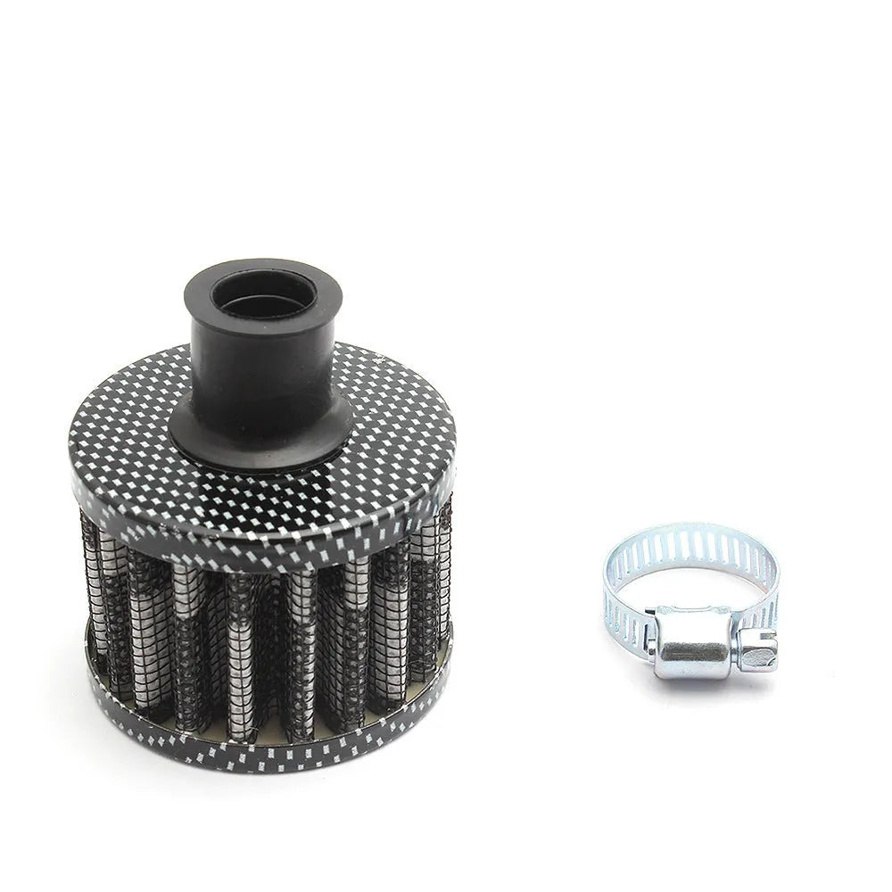 Car modification head air filter in silver with universal fit for engine intake replacement