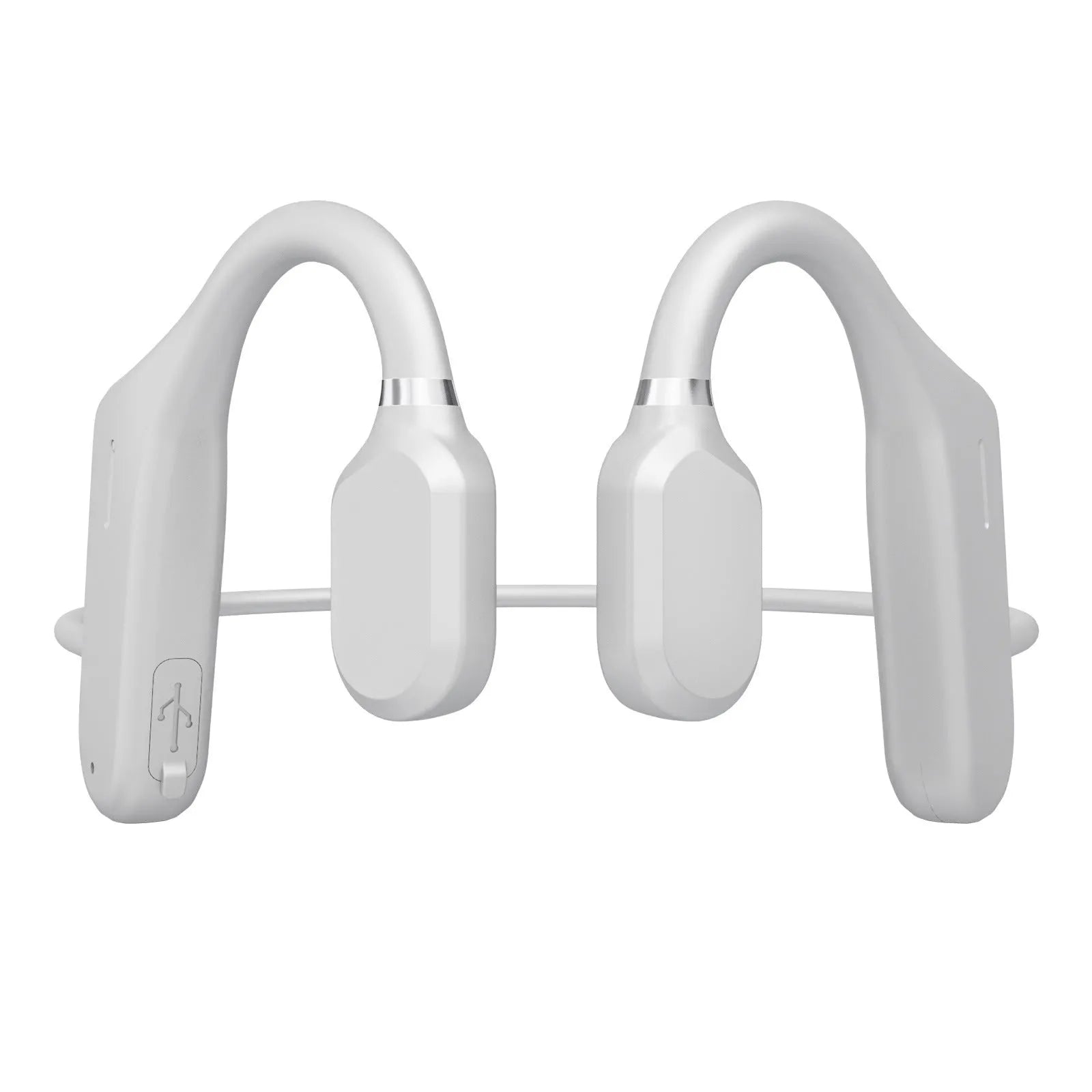 Bone conduction wireless Bluetooth headset in black hanging ear style with open ear design